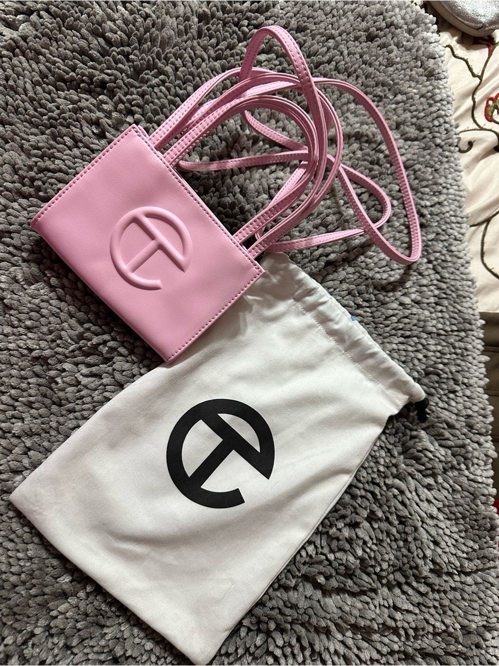 Telfar Pink Mini Crossbody Bag with Embossed Logo